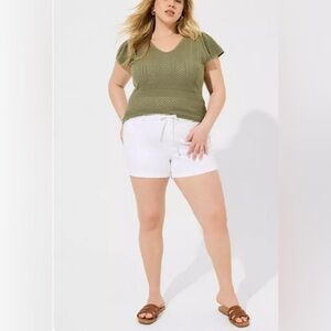 Torrid Everyday Soft Pullover Pointelle Sweater Top Olivine 2X NWT